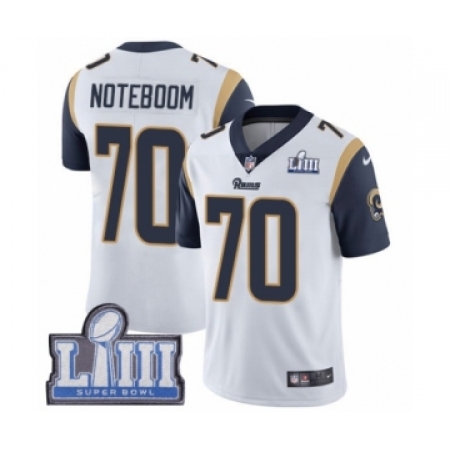 Men's Nike Los Angeles Rams #70 Joseph Noteboom White Vapor Untouchable Limited Player Super Bowl LIII Bound NFL Jersey