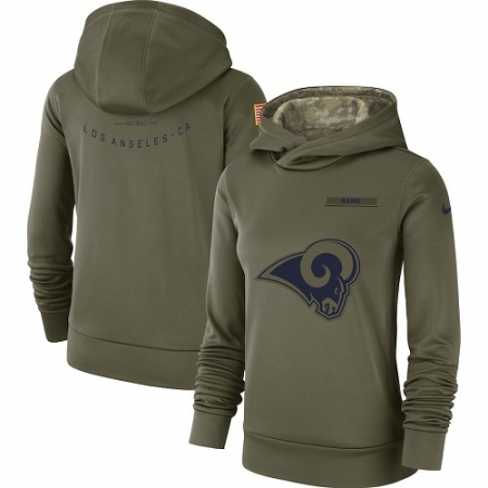 Women's Los Angeles Rams Nike Olive Salute to Service Sideline Therma Performance Pullover Hoodie