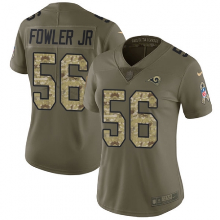 Women's Nike Los Angeles Rams #56 Dante Fowler Jr Limited Olive Camo 2017 Salute to Service NFL Jersey