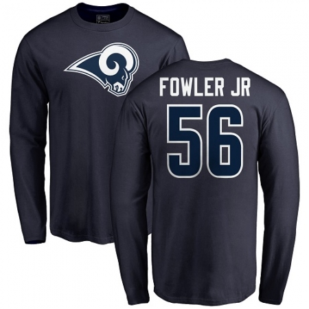NFL Nike Los Angeles Rams #56 Dante Fowler Jr Navy Blue Name & Number Logo Long Sleeve T-Shirt