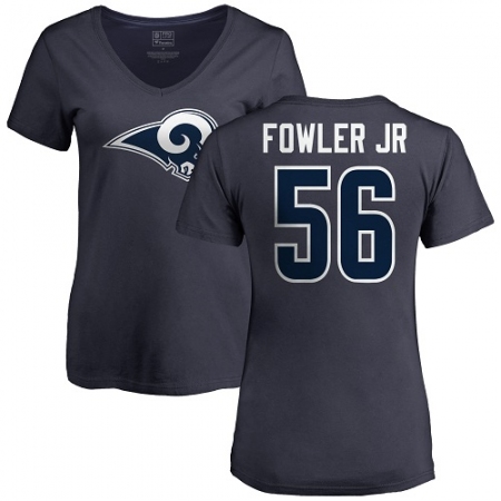 NFL Women's Nike Los Angeles Rams #56 Dante Fowler Jr Navy Blue Name & Number Logo Slim Fit T-Shirt