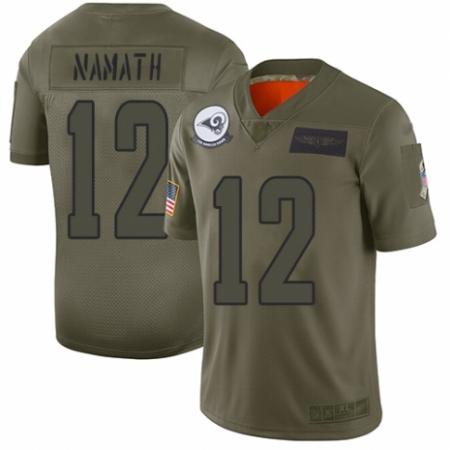 Men's Los Angeles Rams #12 Joe Namath Limited Camo 2019 Salute to Service Football Jersey