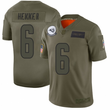 Men's Los Angeles Rams #6 Johnny Hekker Limited Camo 2019 Salute to Service Football Jersey