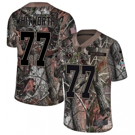 Youth Nike Los Angeles Rams #77 Andrew Whitworth Camo Rush Realtree Limited NFL Jersey