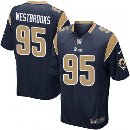 Men's Nike Los Angeles Rams #95 Ethan Westbrooks Game Navy Blue Team Color NFL Jersey