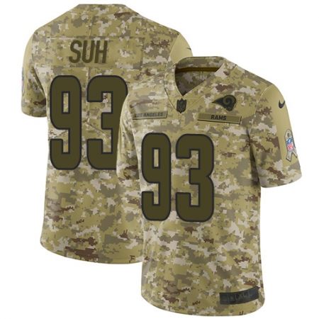 Men's Nike Los Angeles Rams #93 Ndamukong Suh Limited Camo 2018 Salute to Service NFL Jersey