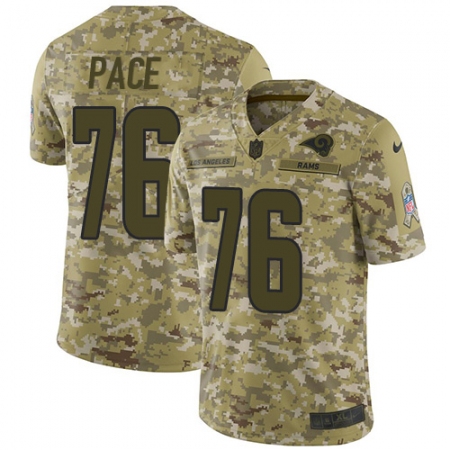 Men's Nike Los Angeles Rams #76 Orlando Pace Limited Camo 2018 Salute to Service NFL Jersey