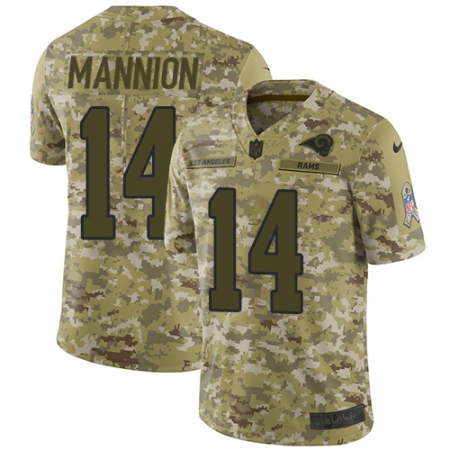 Men's Nike Los Angeles Rams #14 Sean Mannion Limited Camo 2018 Salute to Service NFL Jersey