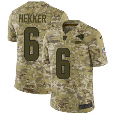 Men's Nike Los Angeles Rams #6 Johnny Hekker Limited Camo 2018 Salute to Service NFL Jersey