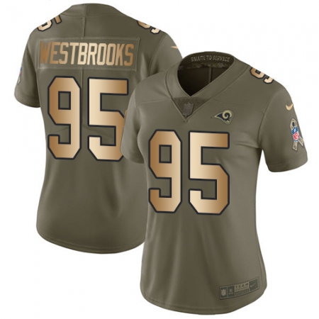 Women's Nike Los Angeles Rams #95 Ethan Westbrooks Limited Olive Gold 2017 Salute to Service NFL Jersey