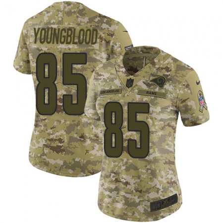 Women's Nike Los Angeles Rams #85 Jack Youngblood Limited Camo 2018 Salute to Service NFL Jersey