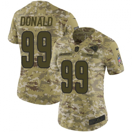 Women's Nike Los Angeles Rams #99 Aaron Donald Limited Camo 2018 Salute to Service NFL Jersey