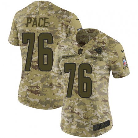 Women's Nike Los Angeles Rams #76 Orlando Pace Limited Camo 2018 Salute to Service NFL Jersey