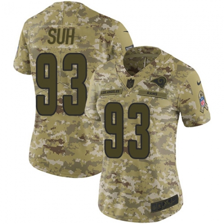 Women's Nike Los Angeles Rams #93 Ndamukong Suh Limited Camo 2018 Salute to Service NFL Jersey