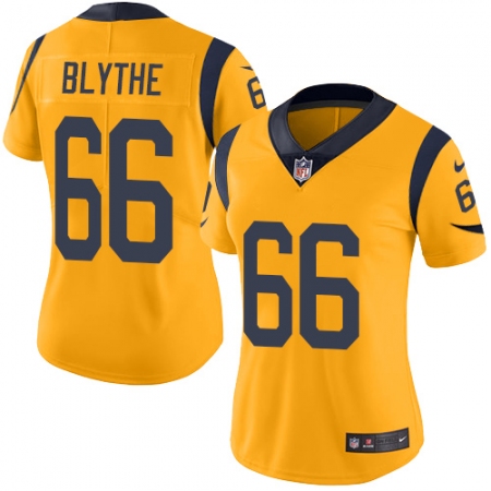 Women's Nike Los Angeles Rams #66 Austin Blythe Limited Gold Rush Vapor Untouchable NFL Jersey