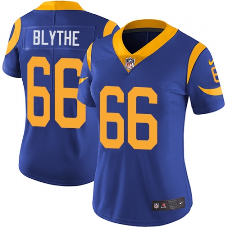 Women's Nike Los Angeles Rams #66 Austin Blythe Royal Blue Alternate Vapor Untouchable Limited Player NFL Jersey