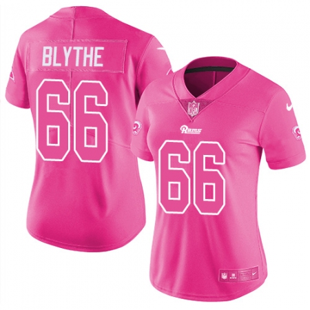 Women's Nike Los Angeles Rams #66 Austin Blythe Limited Pink Rush Fashion NFL Jersey