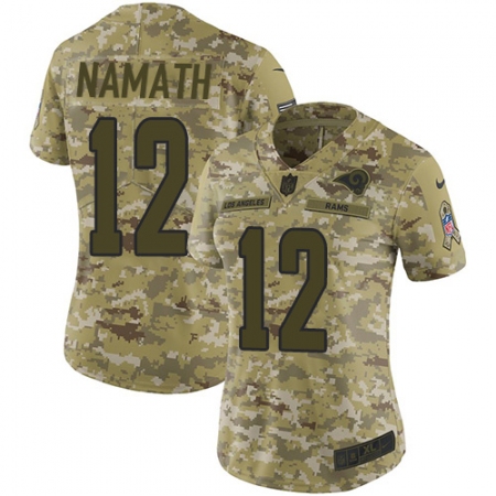 Women's Nike Los Angeles Rams #12 Joe Namath Limited Camo 2018 Salute to Service NFL Jersey