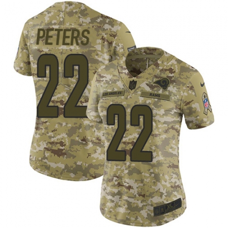 Women's Nike Los Angeles Rams #22 Marcus Peters Limited Camo 2018 Salute to Service NFL Jersey