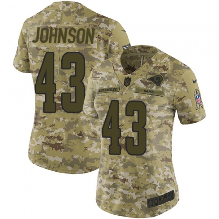Women's Nike Los Angeles Rams #43 John Johnson Limited Camo 2018 Salute to Service NFL Jersey