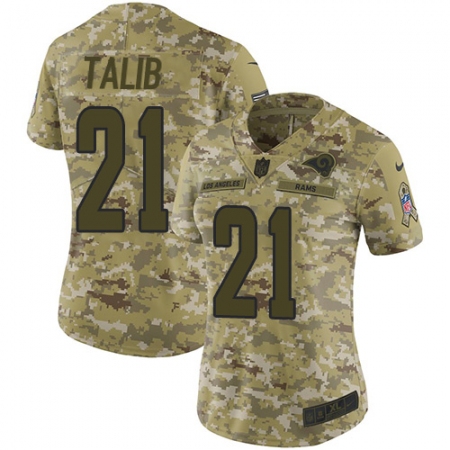 Women's Nike Los Angeles Rams #21 Aqib Talib Limited Camo 2018 Salute to Service NFL Jersey
