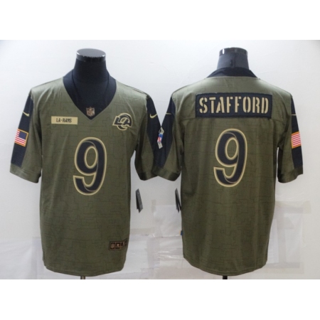 Men's Los Angeles Rams #9 Matthew Stafford Nike Olive 2021 Salute To Service Limited Player Jersey