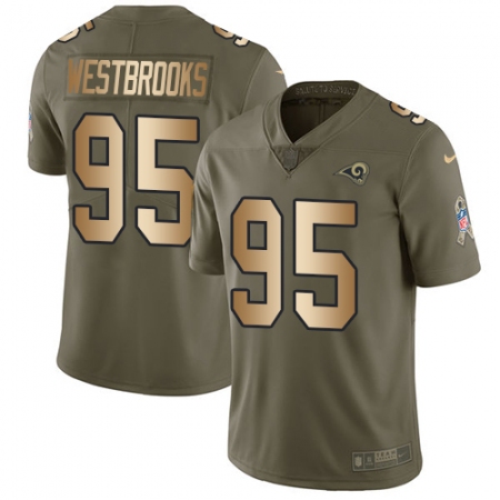 Youth Nike Los Angeles Rams #95 Ethan Westbrooks Limited Olive Gold 2017 Salute to Service NFL Jersey
