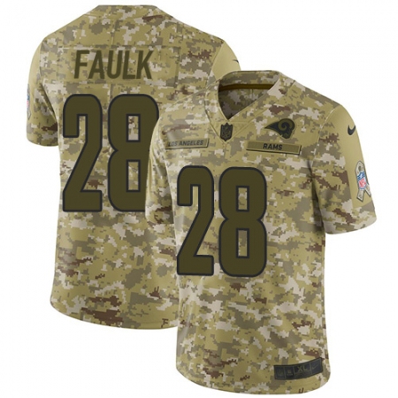 Youth Nike Los Angeles Rams #28 Marshall Faulk Limited Camo 2018 Salute to Service NFL Jersey
