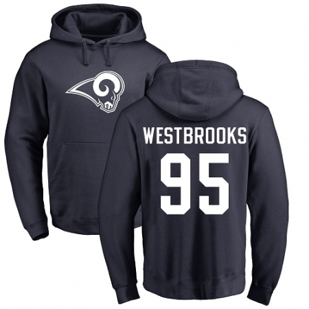 NFL Nike Los Angeles Rams #95 Ethan Westbrooks Navy Blue Name & Number Logo Pullover Hoodie