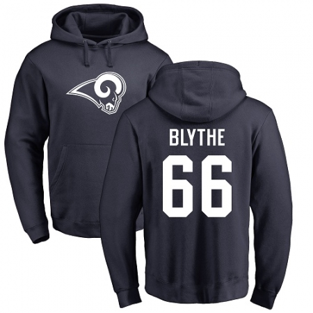 NFL Nike Los Angeles Rams #66 Austin Blythe Navy Blue Name & Number Logo Pullover Hoodie