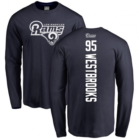 NFL Nike Los Angeles Rams #95 Ethan Westbrooks Navy Blue Backer Long Sleeve T-Shirt
