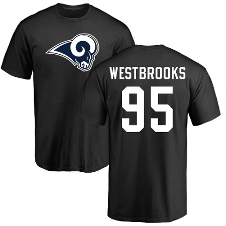 NFL Nike Los Angeles Rams #95 Ethan Westbrooks Black Name & Number Logo T-Shirt