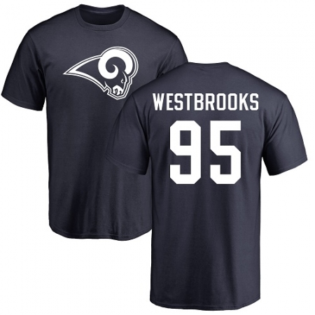 NFL Nike Los Angeles Rams #95 Ethan Westbrooks Navy Blue Name & Number Logo T-Shirt