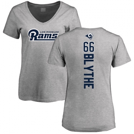 NFL Women's Nike Los Angeles Rams #66 Austin Blythe Ash Backer V-Neck T-Shirt