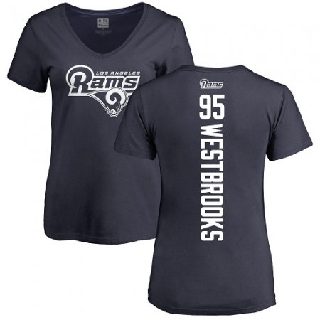 NFL Women's Nike Los Angeles Rams #95 Ethan Westbrooks Navy Blue Backer T-Shirt