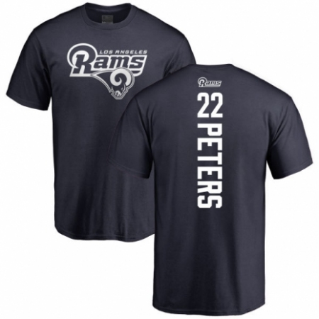 NFL Nike Los Angeles Rams #22 Marcus Peters Navy Blue Backer T-Shirt