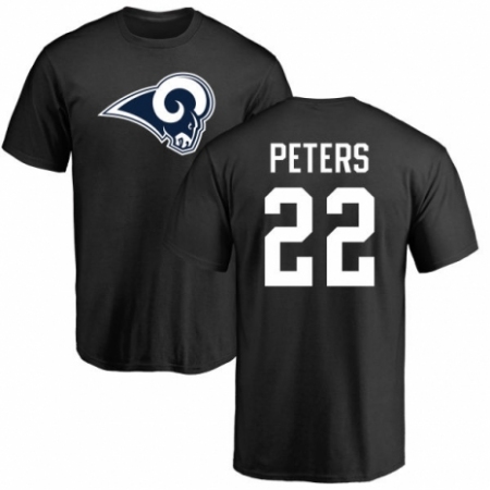 NFL Nike Los Angeles Rams #22 Marcus Peters Black Name & Number Logo T-Shirt