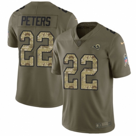 Men's Nike Los Angeles Rams #22 Marcus Peters Limited Olive/Camo 2017 Salute to Service NFL Jersey