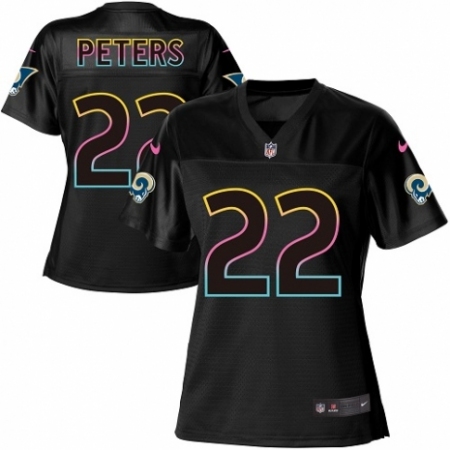 Women's Nike Los Angeles Rams #22 Marcus Peters Game Black Fashion NFL Jersey