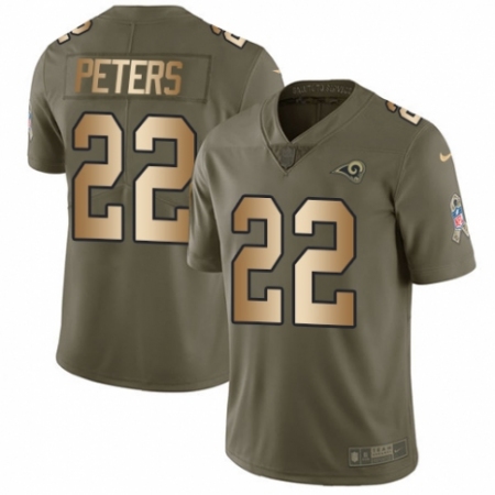 Youth Nike Los Angeles Rams #22 Marcus Peters Limited Olive/Gold 2017 Salute to Service NFL Jersey