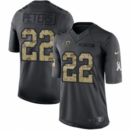 Men's Nike Los Angeles Rams #22 Marcus Peters Limited Black 2016 Salute to Service NFL Jersey