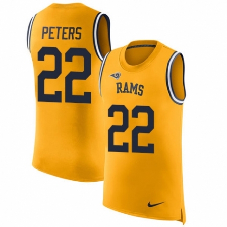 Men's Nike Los Angeles Rams #22 Marcus Peters Limited Gold Rush Player Name & Number Tank Top NFL Jersey
