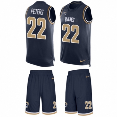 Men's Nike Los Angeles Rams #22 Marcus Peters Limited Navy Blue Tank Top Suit NFL Jersey