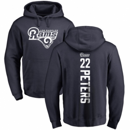 NFL Nike Los Angeles Rams #22 Marcus Peters Navy Blue Backer Pullover Hoodie