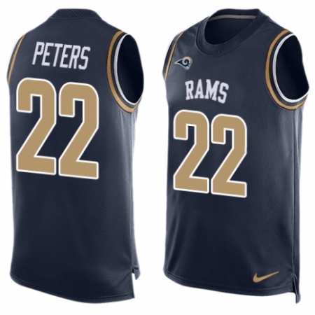 Men's Nike Los Angeles Rams #22 Marcus Peters Limited Navy Blue Player Name & Number Tank Top NFL Jersey