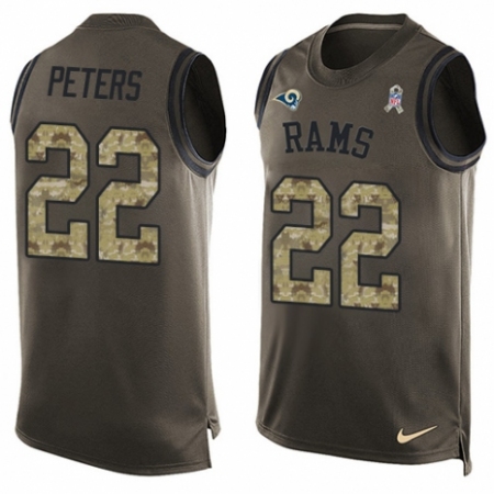 Men's Nike Los Angeles Rams #22 Marcus Peters Limited Green Salute to Service Tank Top NFL Jersey