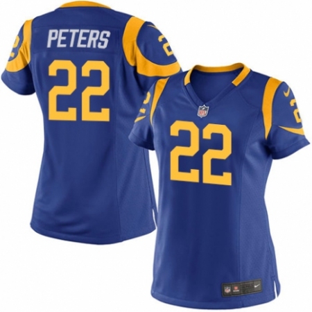 Women's Nike Los Angeles Rams #22 Marcus Peters Game Royal Blue Alternate NFL Jersey