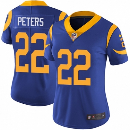Women's Nike Los Angeles Rams #22 Marcus Peters Royal Blue Alternate Vapor Untouchable Elite Player NFL Jersey