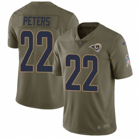 Men's Nike Los Angeles Rams #22 Marcus Peters Limited Olive 2017 Salute to Service NFL Jersey