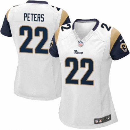Women's Nike Los Angeles Rams #22 Marcus Peters Game White NFL Jersey